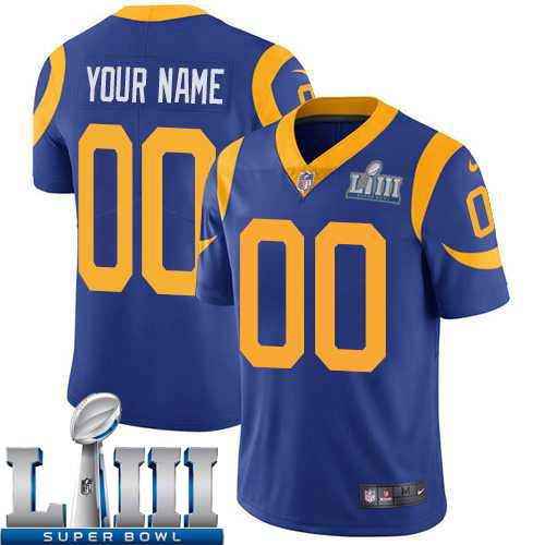 Custom Men Los Angeles Rams Royal Player Limited Vapor Untouchable 2019 Super Bowl LIII NFL Jerseys